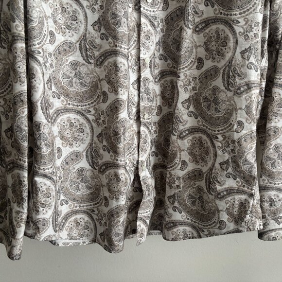 $1250 Brunello Cucinelli White Cotton Shirt With Brown Paisley Print - XL - Picture 8 of 10